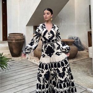 Black and Cream Boho Floral Dress